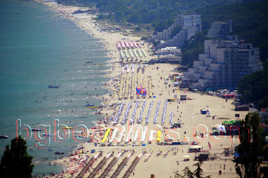This is a closer view of Albena's beach. You can see how organized it is. There are also some attractions such as that parachute.