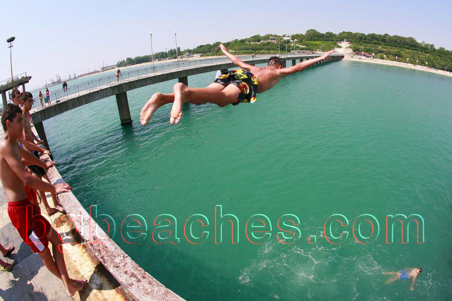 The pier in Burgas attracts many people for fishing, jumping or just walking. Of course, jumping is forbidden and that makes it even more attractive to the youths.