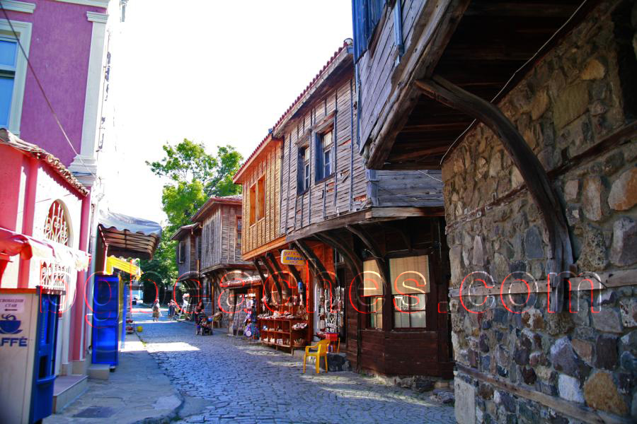 This is one of the main streets in the old town of Sozopol showing its unique old-style architecture.